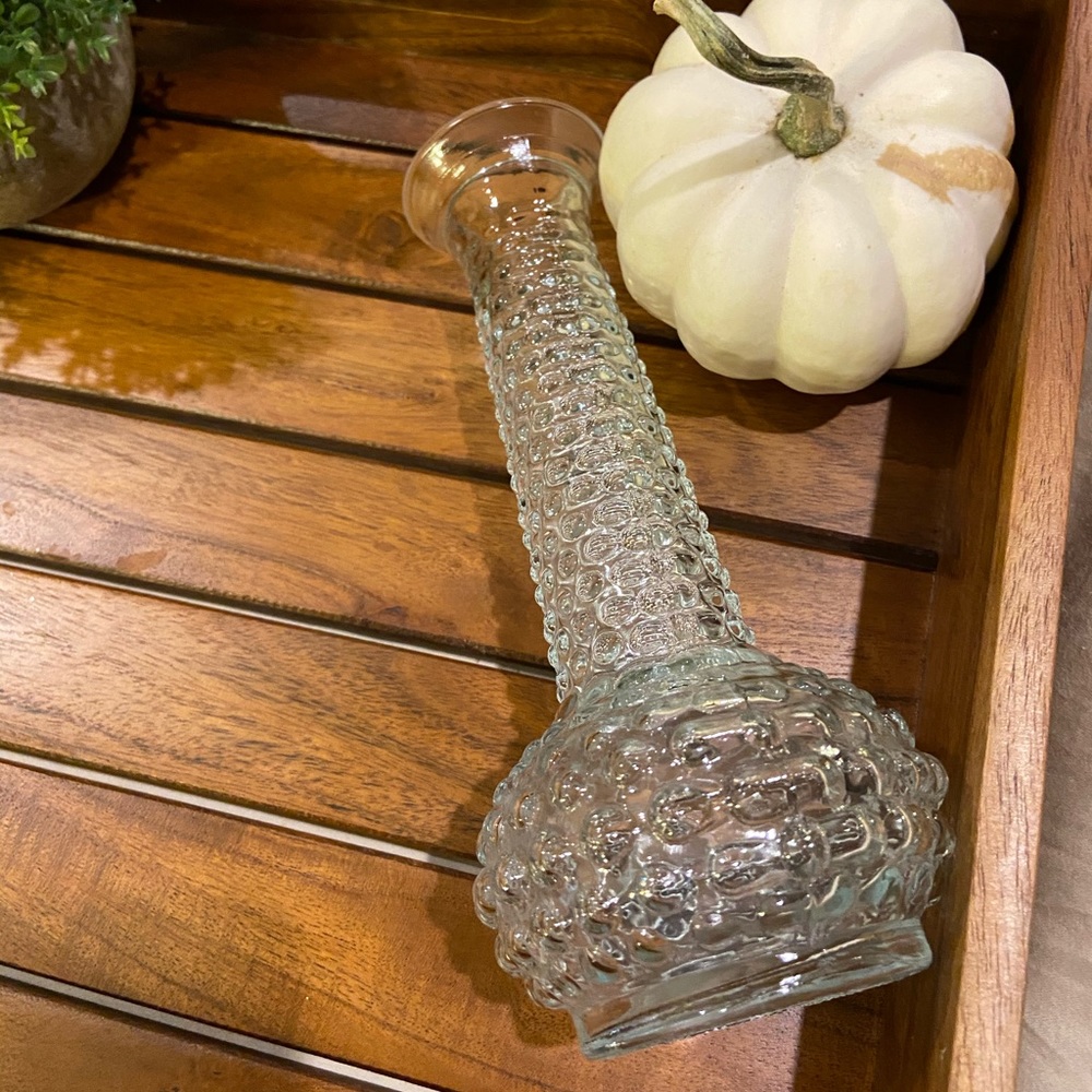 Vintage E O Brody Hobnail Clear Glass Bud Vase